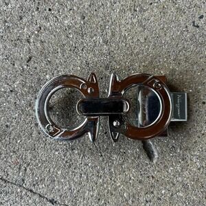 Salvatore Ferragamo Silver Double Gancini Belt Buckle
